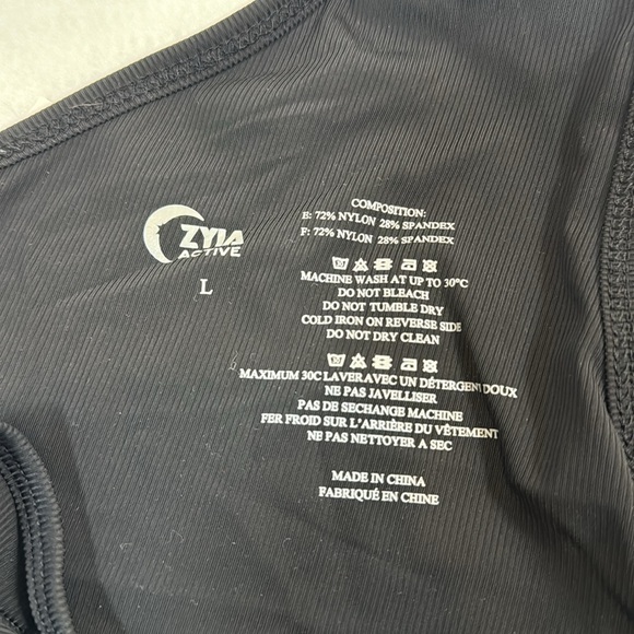 Zyia Active Black Ribbed V Tank Criss Cross Crossover Open Back Large Women's - Picture 5 of 7